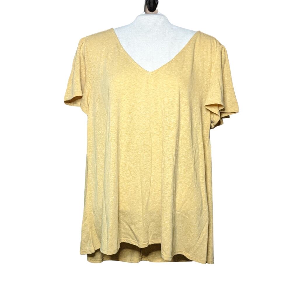 New Medium V-neck Top with Flutter Sleeves Size M